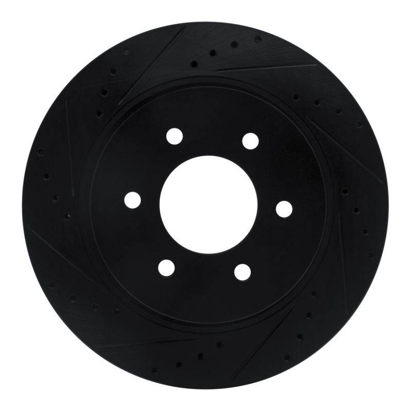 Nissan Titan XD Brake Rotor (1) - Front Left - R1 Concepts - Drilled & Slotted - Black - `16-`24